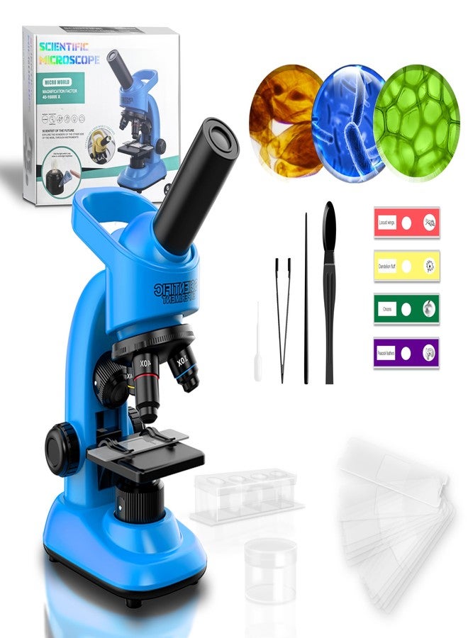DOUBLE CC Kids Microscope,40-1600x Microscope Kit for Kids Beginners Children,STEM Kit,Prepared Slides,LED Light and Configured Various Operating Tools- Science Experiment Toy for Kids Ages 6-12 - Image 1